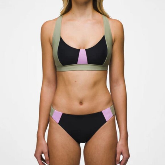 prAna Tulum Swim Bottom Size L | NWT | Black Colorblock | Mid Rise, UPF 50+ - Picture 1 of 3